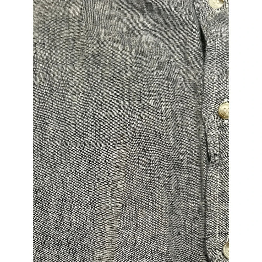 NWT Banana Republic Linen Blend Band Collar Shirt Gray Slim Fit XL Tall